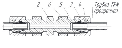 рис. 8 - Соединение штуцерное проходное с контргайкой (с трубкой TRN)