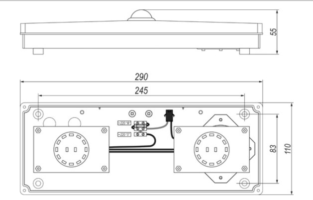 Схема габаритных размеров светильника Визит СД-07-15-220
